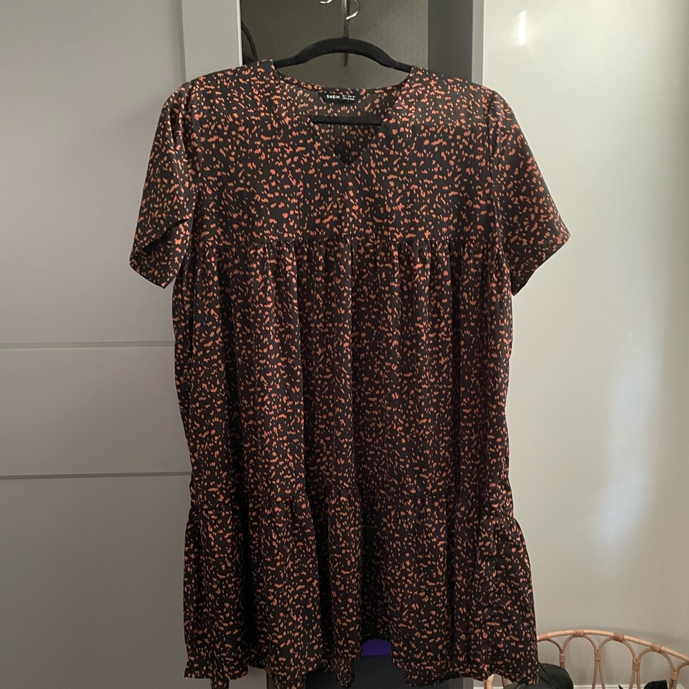 Shein V-neck Allover Print Smock Dress